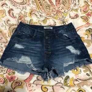 Denim high waisted shorts